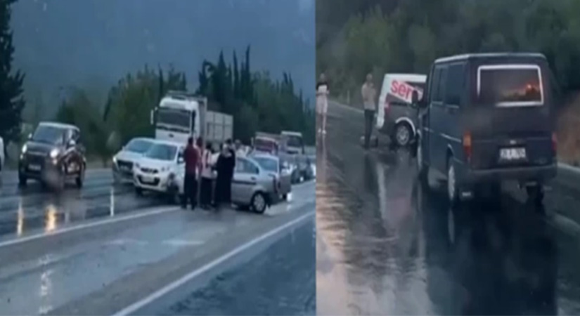 Denizli’de yağış sonrası çok sayıda kaza meydana geldi